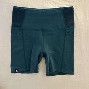 Oiselle Pocket Jogger Compression Teal Bike Shorts